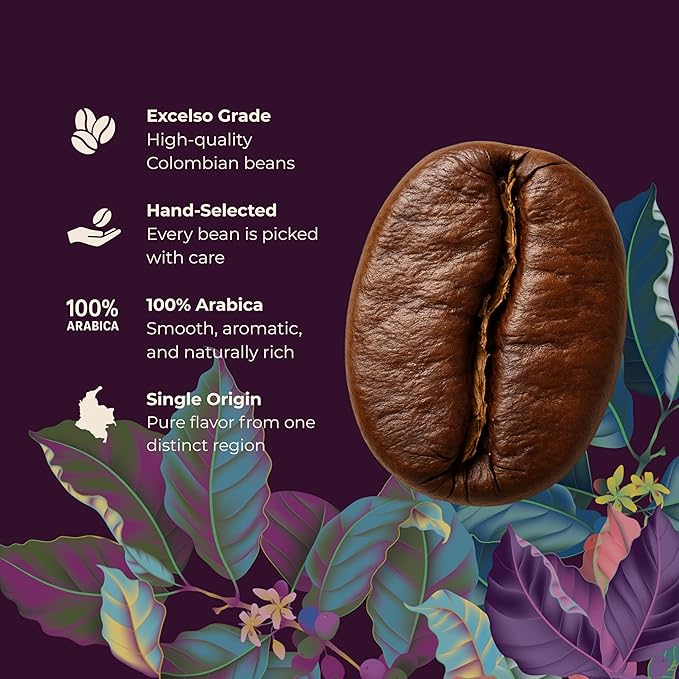 Hoasties Coffee Green Crown - USDA Organic Medium Roast Ground Coffee 100% Colombian Arabica Specialty Coffee Pesticide &amp Chemical-Free 16 oz