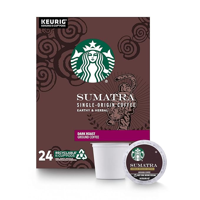 Starbucks Dark Roast K-Cup Coffee Pods — Sumatra for Keurig Brewers — 1 box (24 pods)