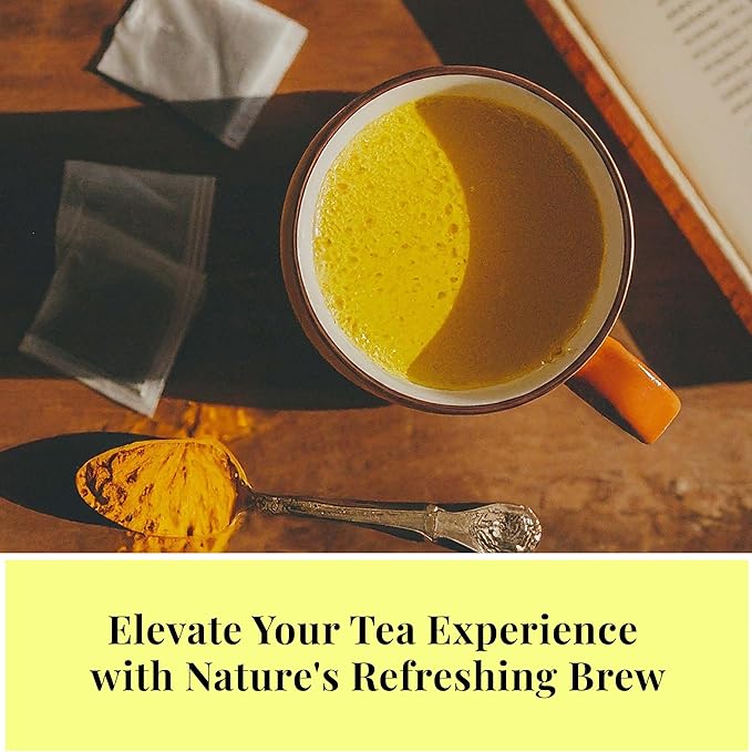 Akshit 150 Turmeric Tea Bags Te De Curcuma Natural Turmeric Tea with Black Pepper Blend Caffeine Free Herbal Tea Sugar Free Non-Gmo.