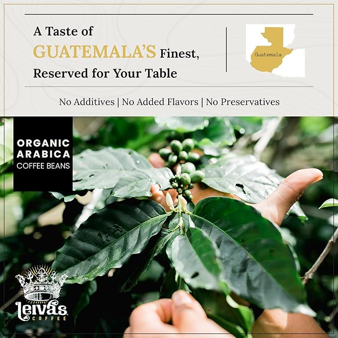 Leiva’s Unroasted Green Coffee Beans (1kg) – Fraijanes Plateau Single Origin Coffee w/Aromatic Notes – Washed Shade Grown Organic Guatemala Beans – Bright Acid Whole Bean Unroasted Blend