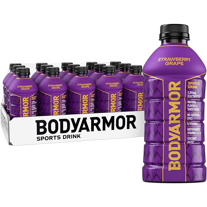 BODYARMOR Sports Drink Strawberry Grape Electrolyte Drink Hydration 28 Fl Oz Bottles (15 Pack) Flavored Coconut Water with B Vitamins &amp Antioxidants