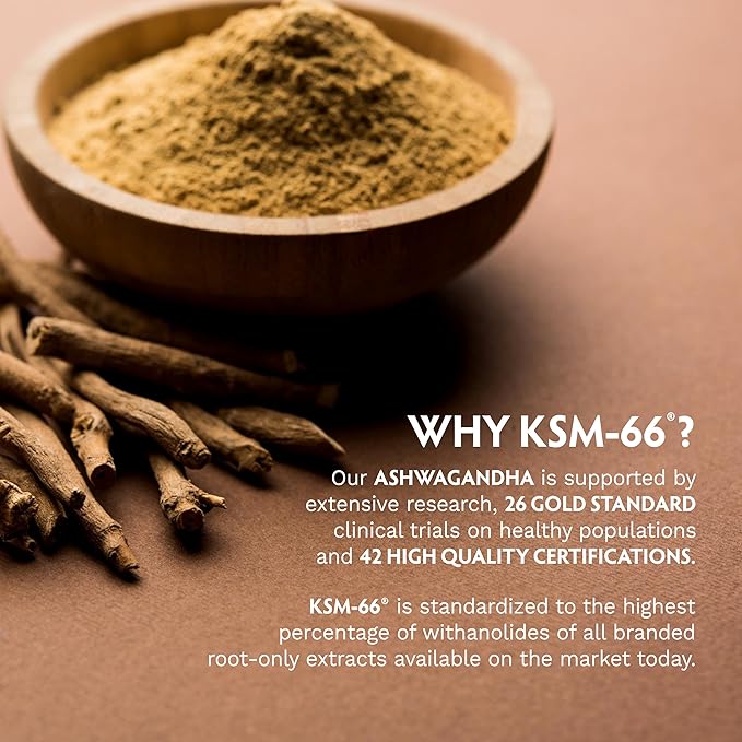 TRIBE ORGANICS Ashwagandha KSM 66 Pure Organic Root Powder Extract Ayurvedic Supplement - Focus Mood Support Increase Energy Strength 600mg of Natural KSM66 for Superior Absorption - 90 Capsules