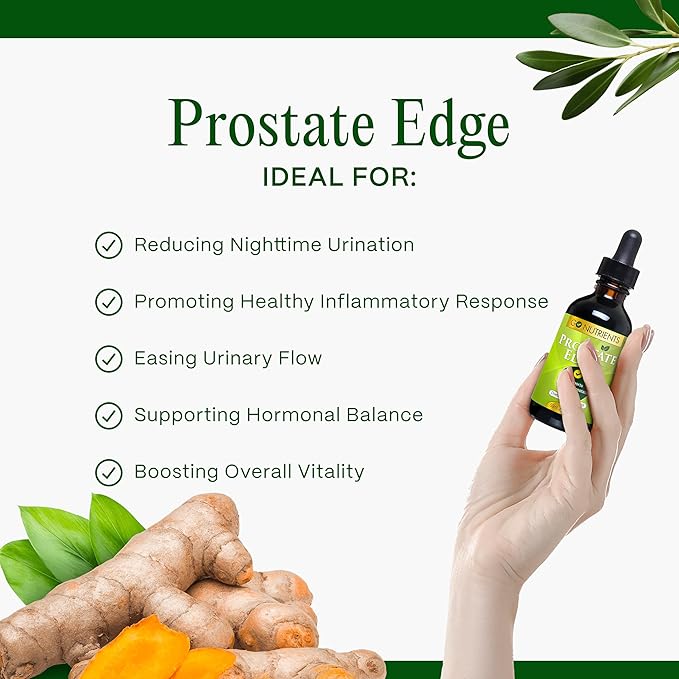 Go Nutrients Prostate Edge - Saw Palmetto &amp Pygeum Extract Supplement for Men’s Prostate Health &amp Relief - Organic Liquid Drops to Support Urinary Flow Bladder Comfort &amp Vitality – 2oz
