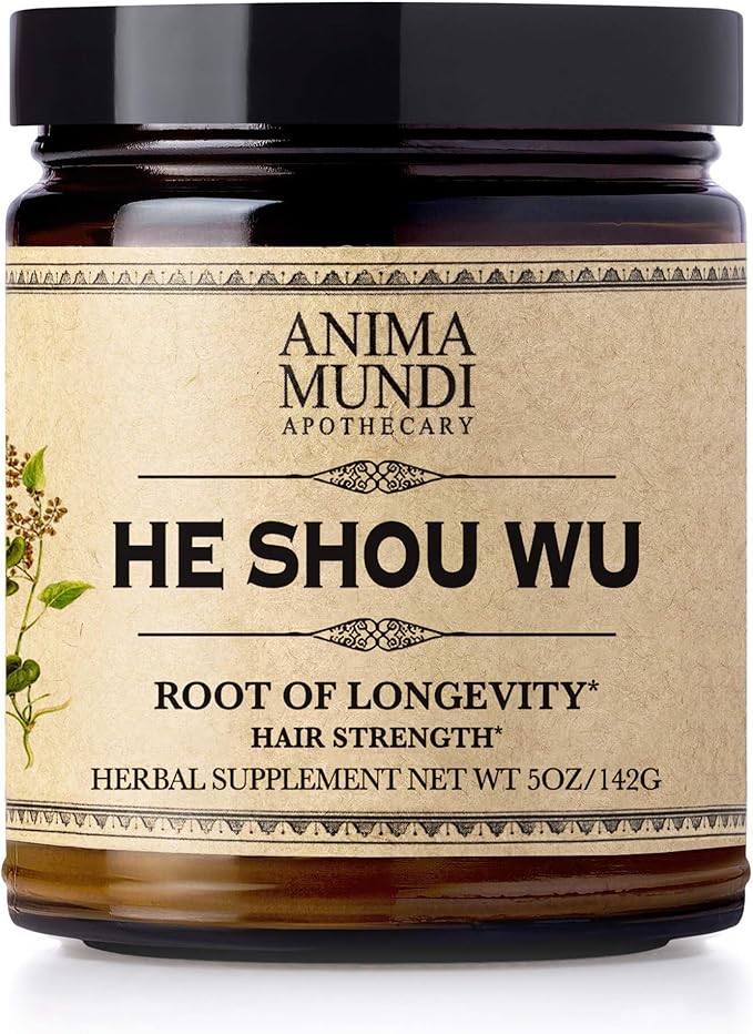 Anima Mundi Apothecary Healthy Hair Vitamins - Adaptogenic He Shou Wu - Fo Ti Root Hair Supplements for Women and Men - Also Supports Liver Immune &amp GI Function (5oz / 142g)