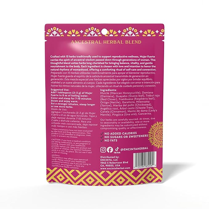 Mujer Fuerte – Traditional Herbal Tea Blend for Women’s Wellness and Vitality 15 Natural Herbs Caffeine-Free Loose Leaf 5 oz (142 g)