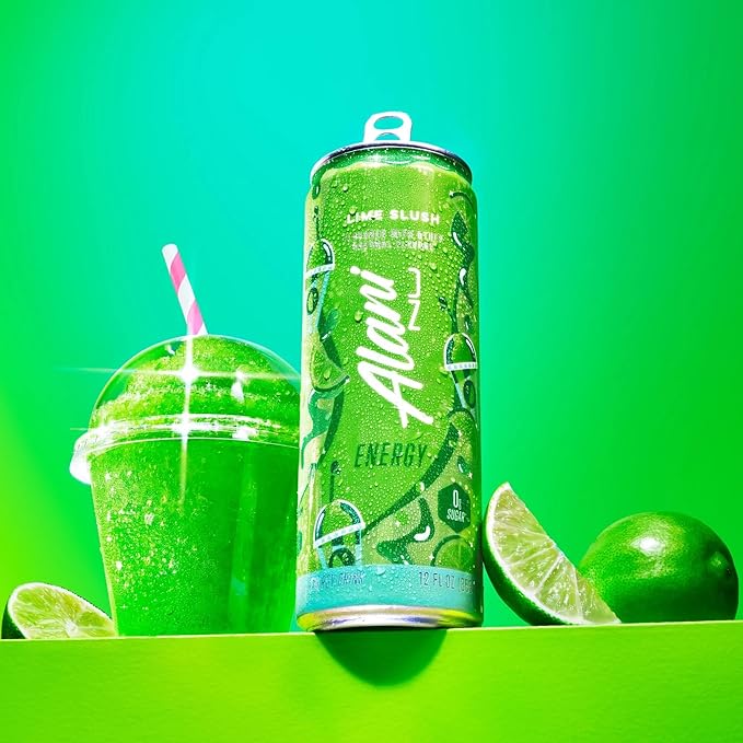 Alani Lime Slush Sugar Free Low Calorie Energy Drinks 12 Fl Oz Cans 3 Cans!