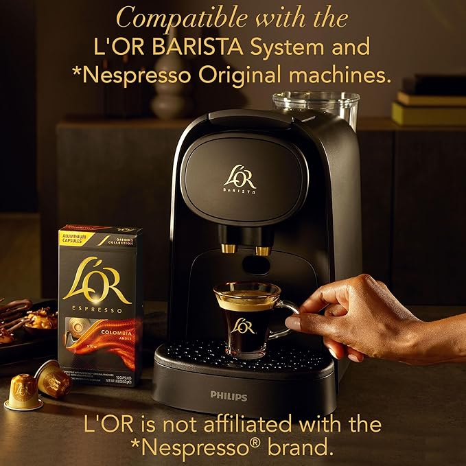 L'OR Espresso Capsules 50 Count Onyx Single-Serve Aluminum Coffee Capsules Compatible with the L'OR BARISTA System &amp *Nespresso Original Machines 50 Count (Pack of 5)