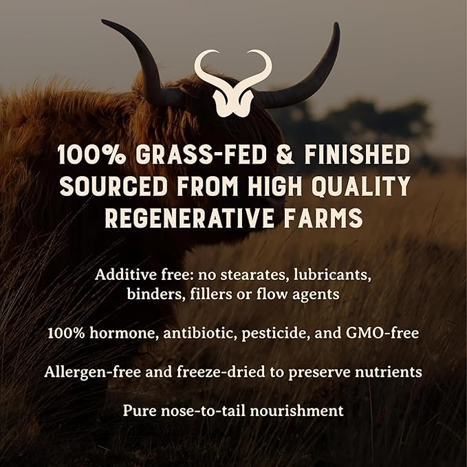 HEART &amp SOIL – 100% Grass Fed &amp Finished Beef Organs from Regenerative Cattle with Liver Heart Kidney Pancreas &amp Spleen – 3000mg Beef Organ Supplement for Women &amp Men – Glass Bottle