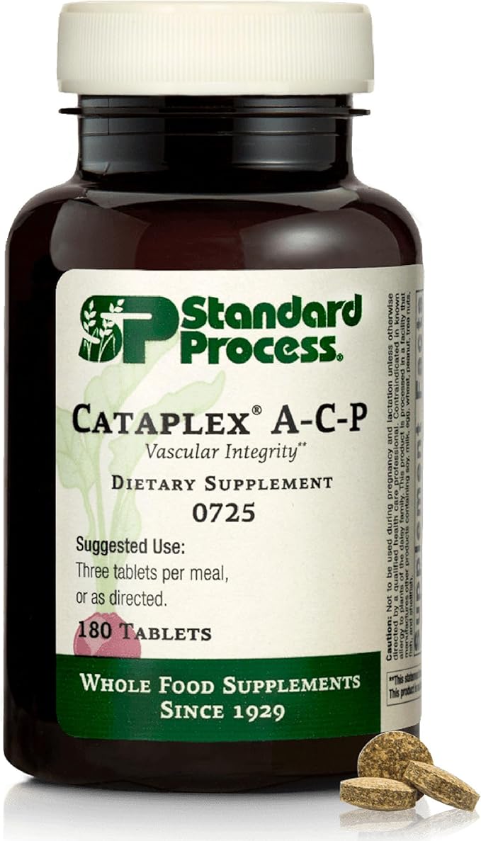Standard Process Cataplex A-C-P - Healthy Cell &amp Tissue Supplement - Supports Dental Health &amp Immune System Function - Contains Vitamin A &amp C - Non-Dairy &amp Non-Soy - 180 Tablets (60 Se