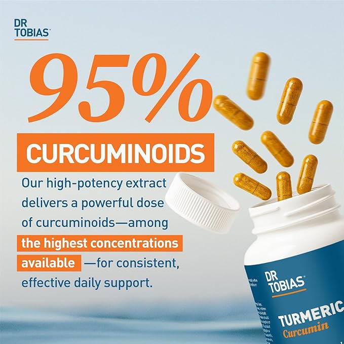 Dr. Tobias Turmeric Curcumin 1500mg with BioPerine – Extra Strength Supplement with 95% Curcuminoids for Joint Support Overall Vitality &amp Immune Health 120 Vegan Capsules Non-GMO