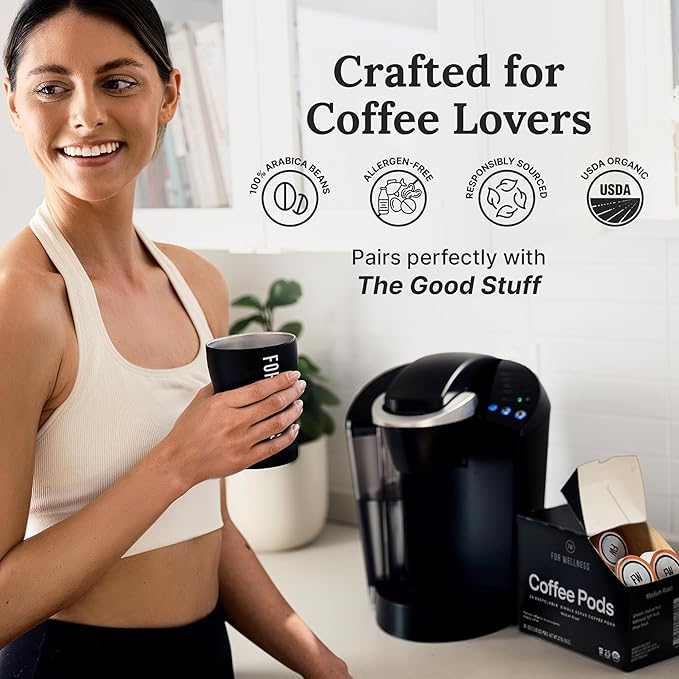 For Wellness Arabica Coffee Pods (24 Pods Medium Roast) – Pair With The Good Stuff to Supercharge Your Coffee
