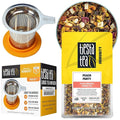 Tiesta Tea - Peach Party Herbal Tea and Brewbasket Infuser Bundle Peach Hibiscus Tea Non-Caffeinated 2oz Refillable Pouch with 5oz Reusable Stainless Steel Strainer