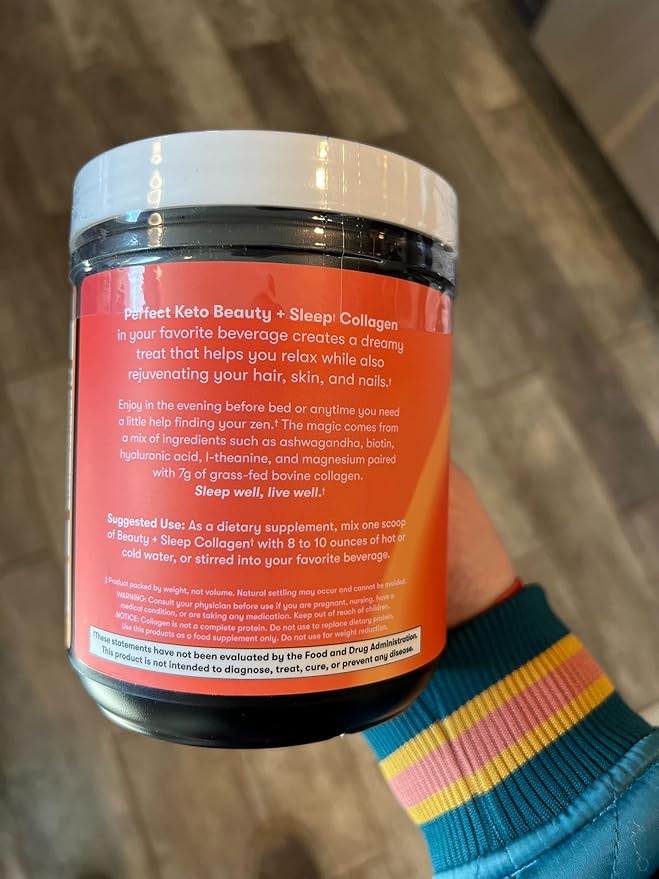Perfect Keto Beauty + Sleep Grass Fed Collagen Peptides Protein Powder with Ashwagandha Magnesium Biotin Hyaluronic Acid L Theanine Hair Skin Nails &amp Relaxation Support Turmeric Coconut La