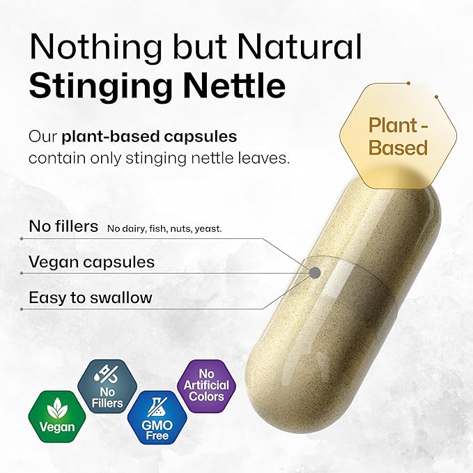 BIO KRAUTER® Stinging Nettle for Seasonal Support - Stinging Nettle Root Supplement (Urtica Dioica) 1200 mg for Urinary Tract Support &amp Daily Wellness - 250 Capsules 125 Days of Supply Non-GMO