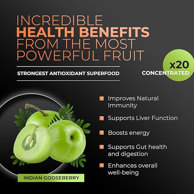 Amla Powder Superfood Supplement with Pumpkin Spice 20x Ultra Concentrated Amla Made with Cinnamon Ginger Nutmeg Cloves Allspice Cardamom Indian Gooseberries Pumpkin Spice 30 Servings