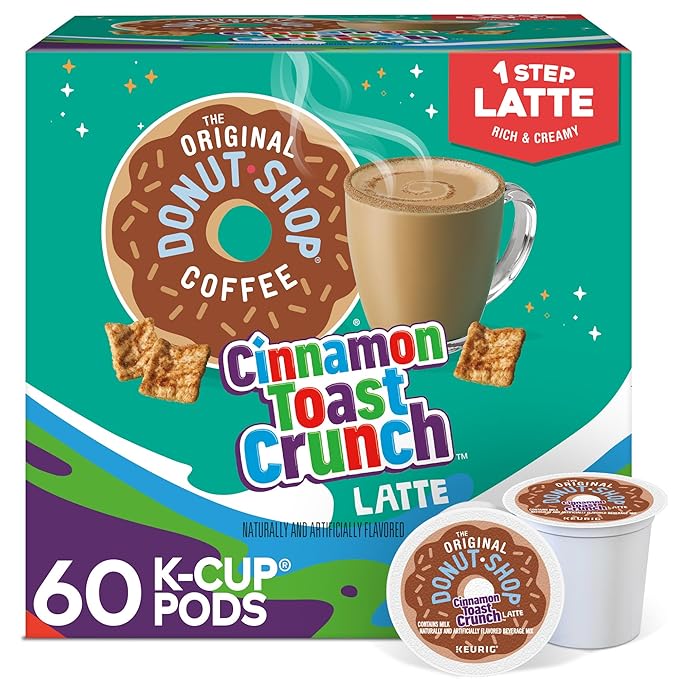 The Original Donut Shop Cinnamon Toast Crunch One-Step Latte Keurig Single Serve K-Cup Pods 60 Count (6 Packs of 10)
