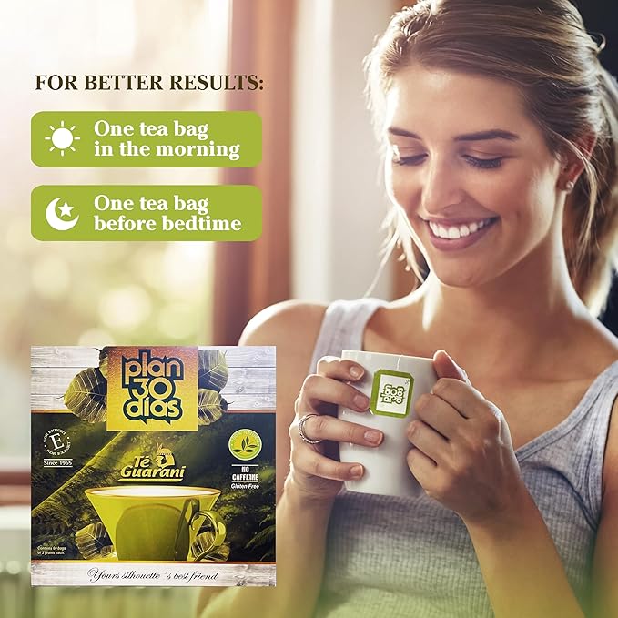 Te Guarani Plan 30 Días – Caffeine-Free Herbal Tea with Senna &amp Boldo | 30-Day Herbal Infusion Routine for Wellness &amp Comfort | Natural Morning &amp Night Blends | 60 Tea Bag - 2 Packs