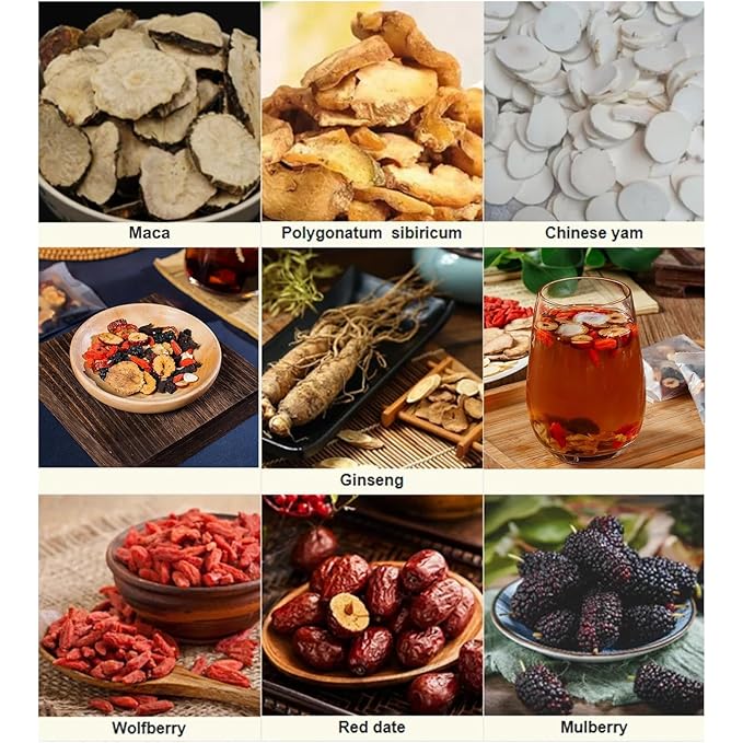 Ginseng &amp Mulberry Herbal Tea Kidney Tea Formula Ginseng Treasures Tea Liver &amp Kidney Detox Teas Red Date Wolfberry Chinese Healthy Cleanse TeaBags for Men &amp Women (300g/15g x20Bags)