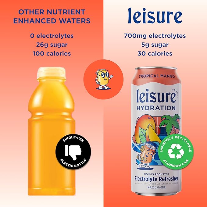 Leisure Project Beverage Tropical Mango Refresher 16 fl oz (Pack of 12)