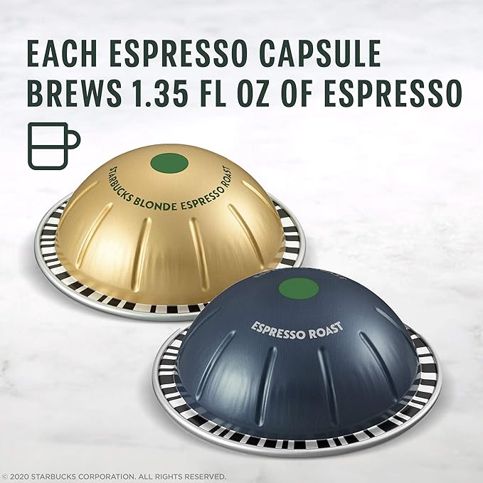 Starbucks by Nespresso Vertuo Blonde &amp Dark Roast Variety Pack Coffee &amp Espresso 50-count Coffee and Espresso Pods Brews 7.8 oz and 1.35 oz.