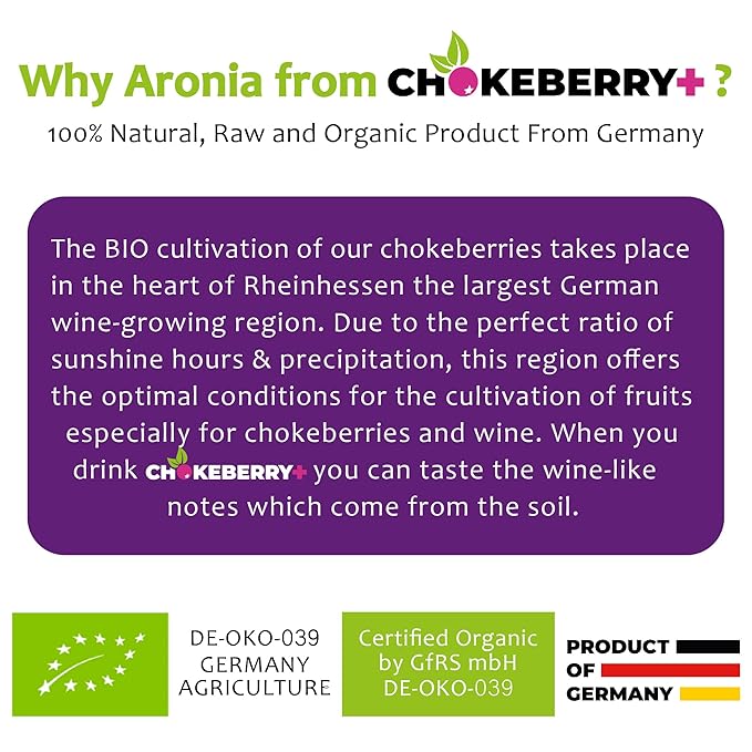 Chokeberry+ Raw Aronia Juice - Rich in Antioxidant &amp 100% Organic Aronia Berry Juice Concentrate - Vegan Gluten-free &amp No Sugar Added - First-Press Mother Juice - 1 x 3L (101.4oz) Bag-In-Box