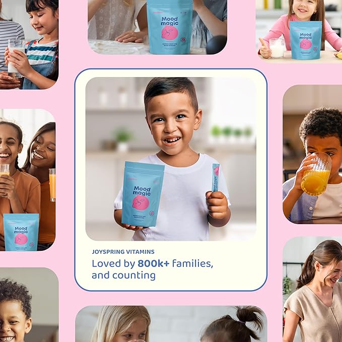 JoySpring Mood Magic for Kids – Natural Mood Support Pixie Sticks Candy with Saffron Extract Magnesium Citrate &amp Vitamin D3 | Sugar-Free Powder Drink or Candy | 25 Servings | 4+ Years (Pack of 2)
