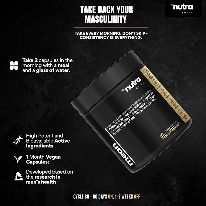 Men's Testosterone Support–10-in-1 Horny Goat Weed with Tongkat Ali Ashwagandha Shilajit Maca Fadogia Agrestis Tribulus &amp More – Energy Vitality &amp Libido Support – 60 Vegan Capsules