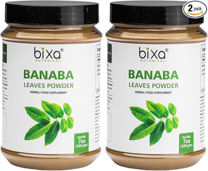 bixa BOTANICAL Ayurvedic Natural Herbal Supplement Banaba Leaf Powder Pure Authentic Premium Quality (Lagerstroemia speciosa) 7 Oz (200g) Natural Antioxidants (Pack of 2)
