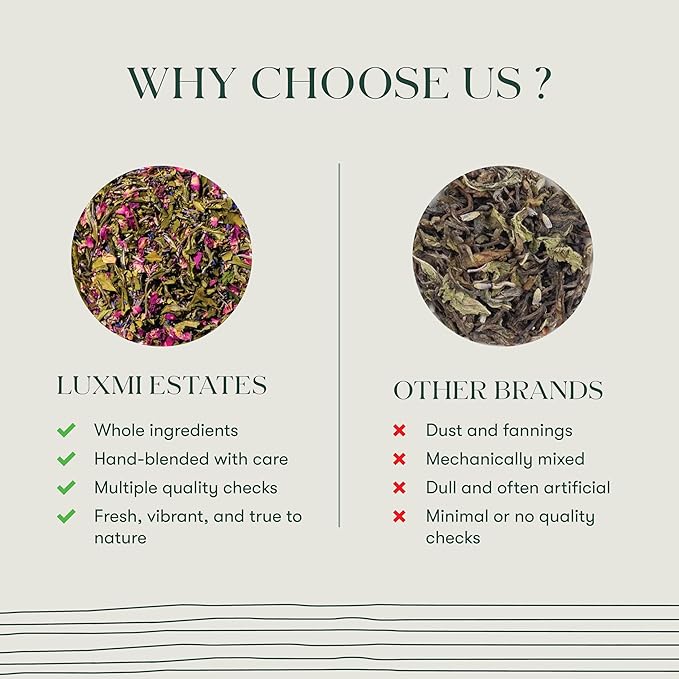 Luxmi Estates Lavender Valley Organic Loose Leaf Tea (25g) Darjeeling Makaibari White Tea Low Caffeine Sleep Function Tea
