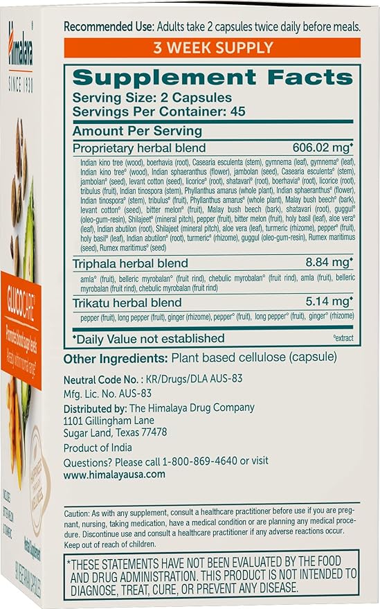 Himalaya GlucoCare – Herbal Glucose Metabolism &amp Pancreatic Support with Bitter Melon Gymnema Triphala &amp Turmeric – Natural Blood Sugar Support – Vegan Non-GMO Gluten-Free – 90 Capsules