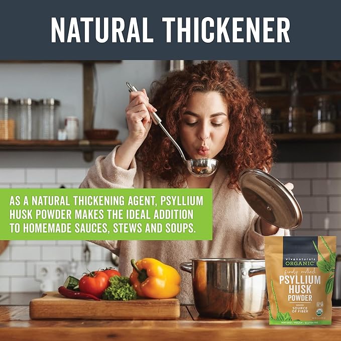 Viva Naturals Organic Psyllium Husk Powder 24 oz – Finely Ground Unflavored Vegan Keto Paleo Non-GMO Plant-Based Superfood Good Source of Fiber for Gluten-Free Baking Juices &amp Smoothies