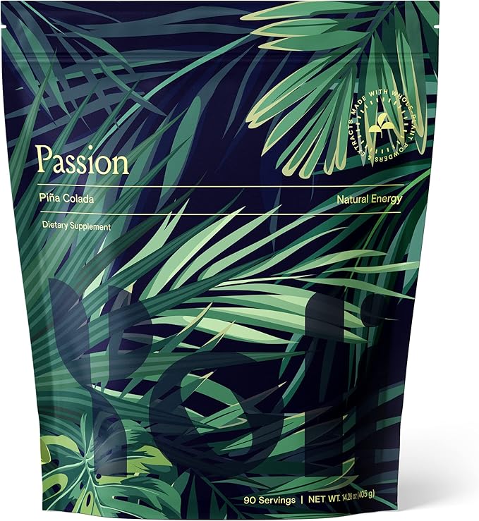 Yoli® Passion Energy Drink Powder Mix - Natural Energy Drink Mix for Endurance and Stamina Bulk 90 Servings - Pina Colada Flavor