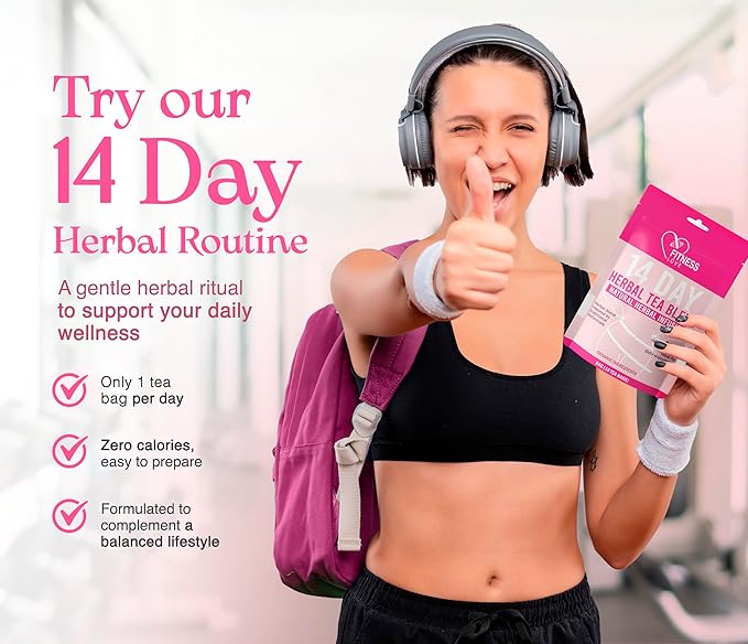 Fitness Love 14 Day Herbal Detox Tea – Caffeine-Free Infusion with Lotus Rose &amp Chrysanthemum – Gentle Digestive &amp Wellness Support – Herbal Blend for Daily Balance
