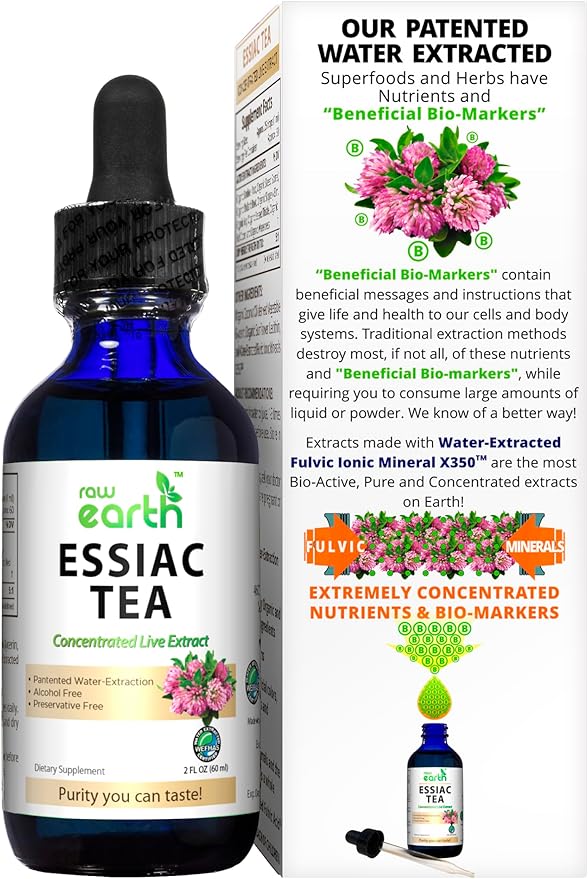 ESSIAC Tea Extract - 8 Organic Herbs &amp Sheep Sorrel Roots! - USA &amp EU Grown Herbs - Made in the USA - Patented Process - Raw &amp BioActive - Concentrated Live Extract -Alcohol FREE Sugar FR