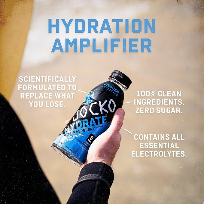 Jocko Fuel Hydrate Electrolyte Drinks - Sports Drink Hydration Amplifier Thirst Quencher - Scientifically Formulated Electrolyte Blend Fruit Punch Flavor 16 Oz (12 Pack)