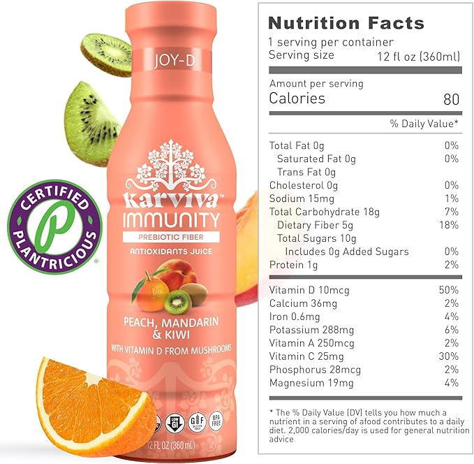 KARVIVA Immunity &amp Collagen Boost Juice Organic Wellness Juices with Prebiotics Collagen Natural Electrolyte Antioxidants Low-Sugar &amp Gluten Free 6 Bottles 12 oz