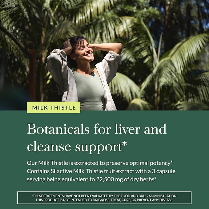 Gaia Herbs Milk Thistle - Liver Supplement &amp Cleanse Support for Helping to Maintain Healthy Liver Function* - 120 Vegan Capsules (40 Servings)