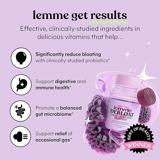Lemme Sleep &amp Debloat Bundle - Sleep Gummies a Drug-Free Nighttime Aid &amp Debloat Gummies for Digestive &amp Gut Health Probiotics &amp Prebiotics - Gluten Free Gelatin Free Non-GMO - 60