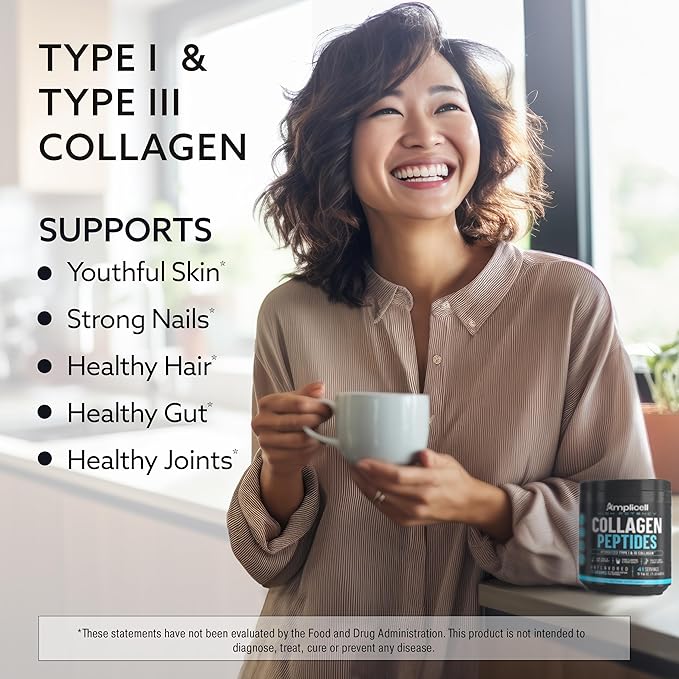 Multi Collagen Peptides Powder – Hydrolyzed Type I &amp III Grass-Fed Bovine Collagen – Unflavored Protein for Hair Skin Nails Joints &amp Mobility – Keto Paleo – 41 Servings