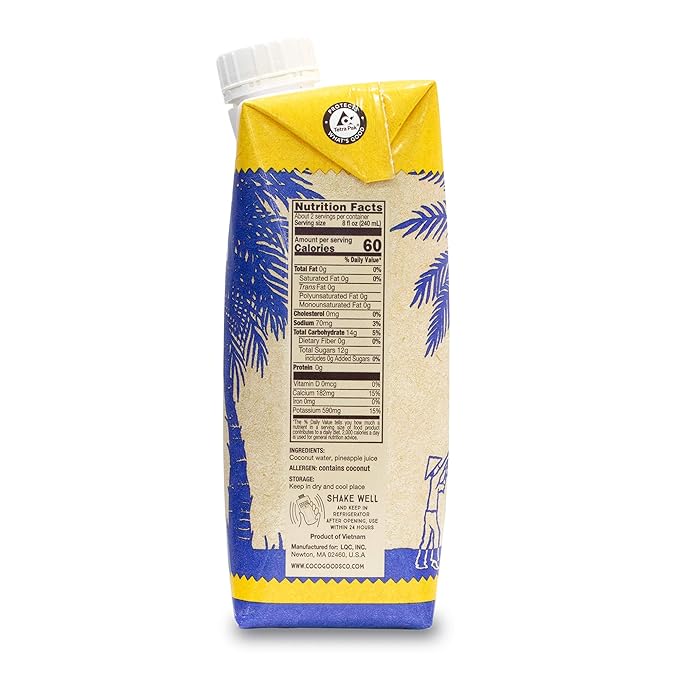 CocoGoods Co Single-Origin Natural Coconut Water with Fresh Pineapple Juice 16.9 fl. oz 12 pack