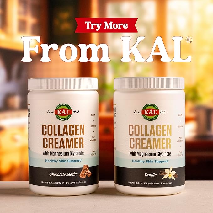 KAL Collagen Creamer Mocha Flavor Keto Coffee Creamer with Coconut Milk Powder Hydrolyzed Collagen Powder Magnesium Glycinate Non Dairy Creamer 60-Day Guarantee 12 Servings 8.36 oz