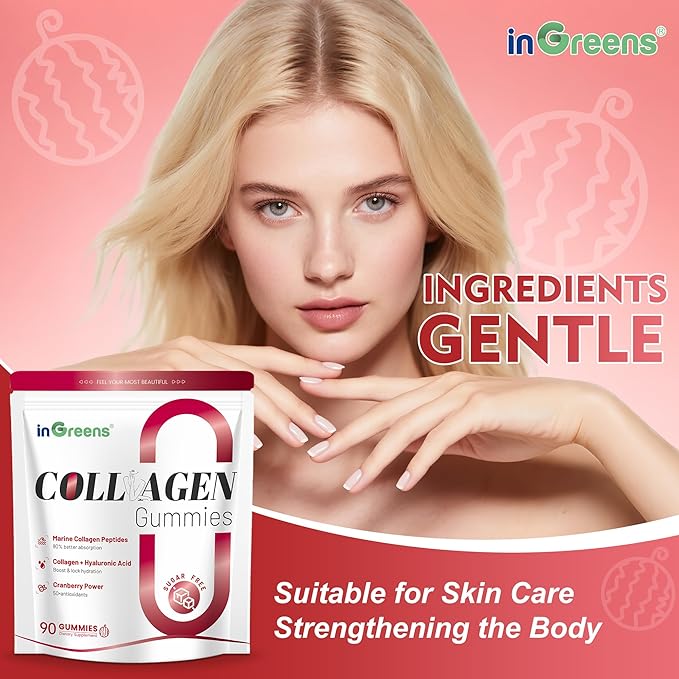Collagen Peptides Gummies for Women - 5000mg Hydrolyzed Marine Collagen Sugar Free with Type IIIIII &amp Biotin 90 Count