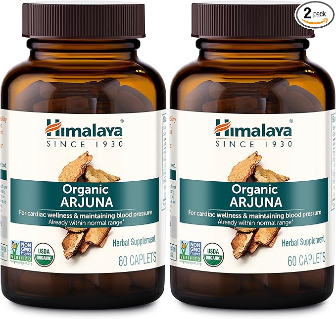Himalaya Organic Arjuna Blood Pressure Supplement for Cardiovascular Wellness and Heart Health 700mg 60 Count (Pack of 2)