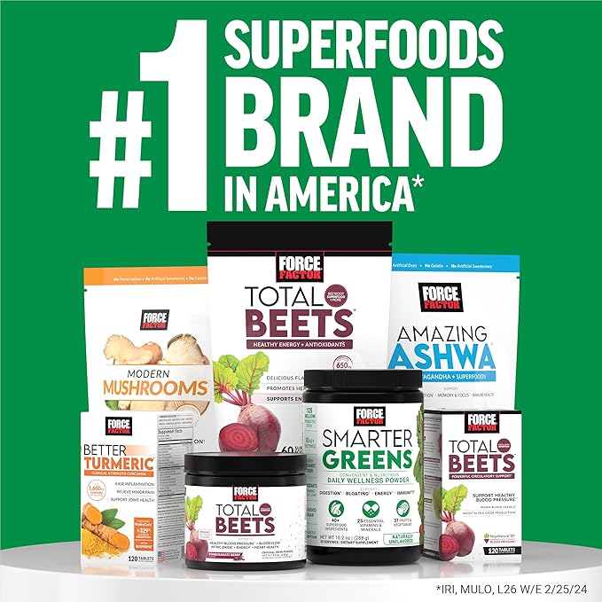 Force Factor Smarter Greens Daily Wellness Powder 3-Pack to Support Energy Immunity &amp Digestion Greens Powder Superfood Powder with Vitamins Minerals &amp Probiotics Unflavored 90 Servings