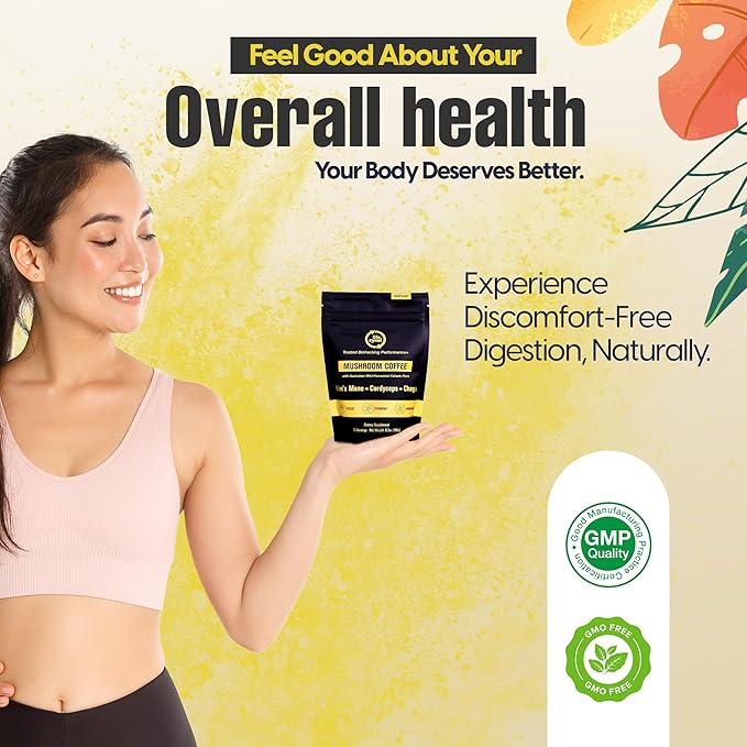 Lifecykel Mushroom Coffee – Arabica Blend with Lion’s Mane Chaga Extract Cordyceps &amp Kakadu Plum | Focus | Adaptogenic Smooth &amp Jitter-Free | 106 mg