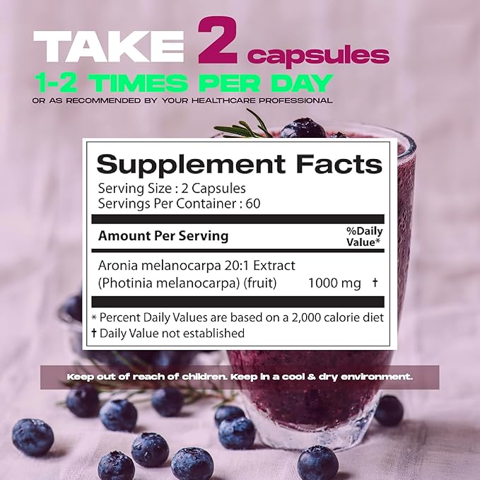 Samsara Herbs Aronia Berry 20:1 Extract (120x500mg Capsules) - Antioxidant Flavonoids and Polyphenols Supplement - High ORAC - Native American Berry - Improved Wellbeing