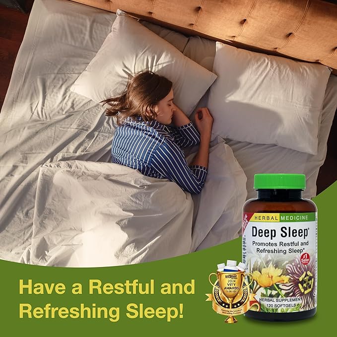 Herbs Etc. Deep Sleep Softgels - Herbal Sleep Support Supplement - Rest &amp Calming Support with Passionflower Chamomile &amp Lemon Balm - 120 Softgels (120 Servings) - 2 Pack