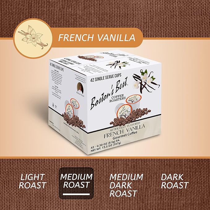 Boston’s Best – French Vanilla Flavored – Medium Roast – Single Serve Coffee Pods Compatible with Keurig Brewers – 42 Pods