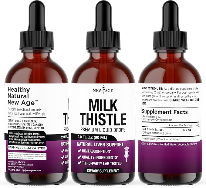 Milk Thistle Liquid Drops – All Natural Milk Thistle Extract with Silymarin – High Absorption – Non-GMO Gluten-Free – 4 oz
