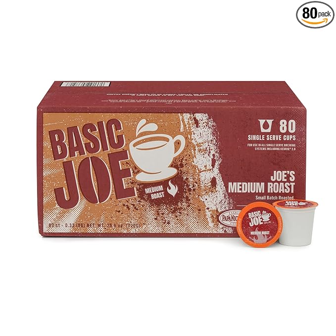 Basic Joe Medium Roast Coffee Pods - 80 Count | Single Serve K-Cup Compatible Pods | 100% Arabica | Balanced Everyday Roast | Made in USA